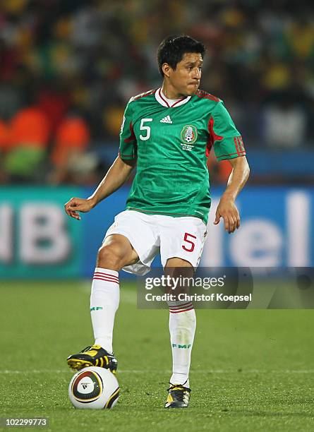 Ricardo Osorio of Mexico with the ball during the 2010 FIFA World Cup South Africa Group A match between Mexico and Uruguay at the Royal Bafokeng...