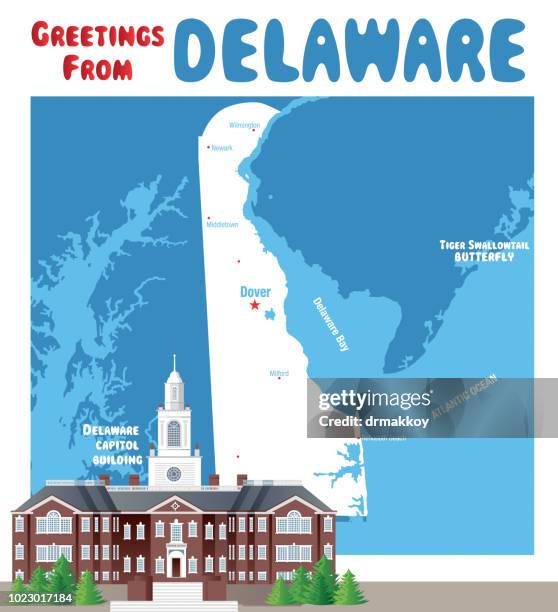 delaware capitol building - dover delaware skyline stock illustrations