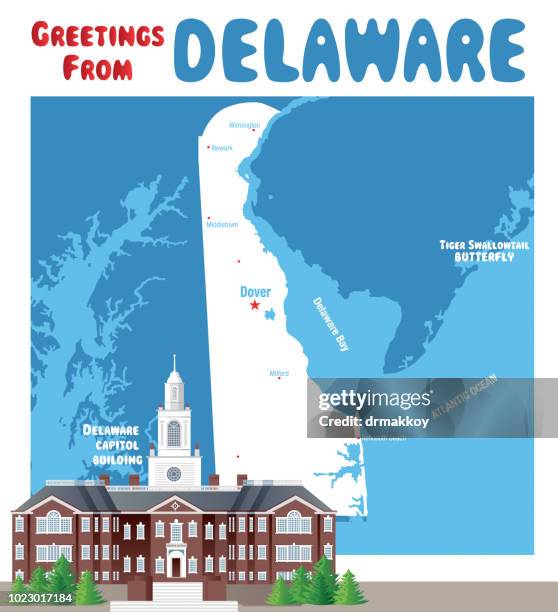 delaware capitol building - delaware bay stock illustrations