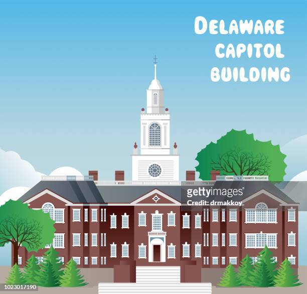 delaware capitol building - delaware bay stock illustrations