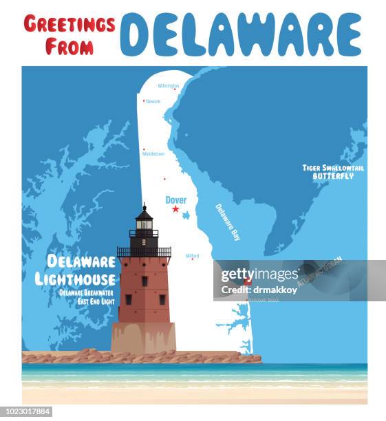 delaware breakwater east end light - beacon stock illustrations