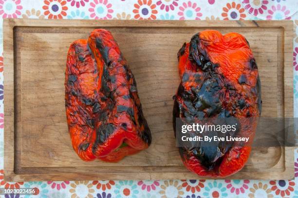 barbecued peppers - roasted pepper stock pictures, royalty-free photos & images