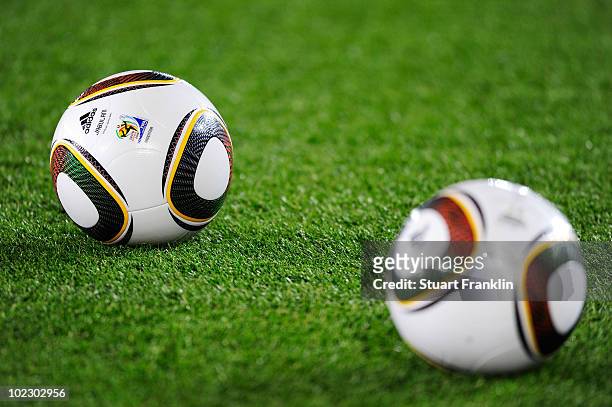 The jabulani match ball is pictured prior to the 2010 FIFA World Cup South Africa Group B match between Greece and Argentina at Peter Mokaba Stadium...