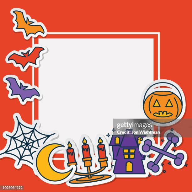 halloween line icon sticker background - potion cauldron stock illustrations