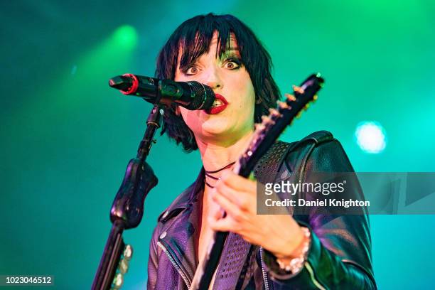 Musician Lzzy Hale of Halestorm performs on stage at Harrah's Resort Southern California on August 24, 2018 in Valley Center, California.