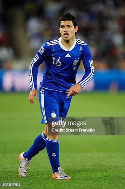 Sergio Aguero of Argentina in action during the 2010 FIFA World Cup South Africa Group B match between Greece and Argentina at Peter Mokaba Stadium...