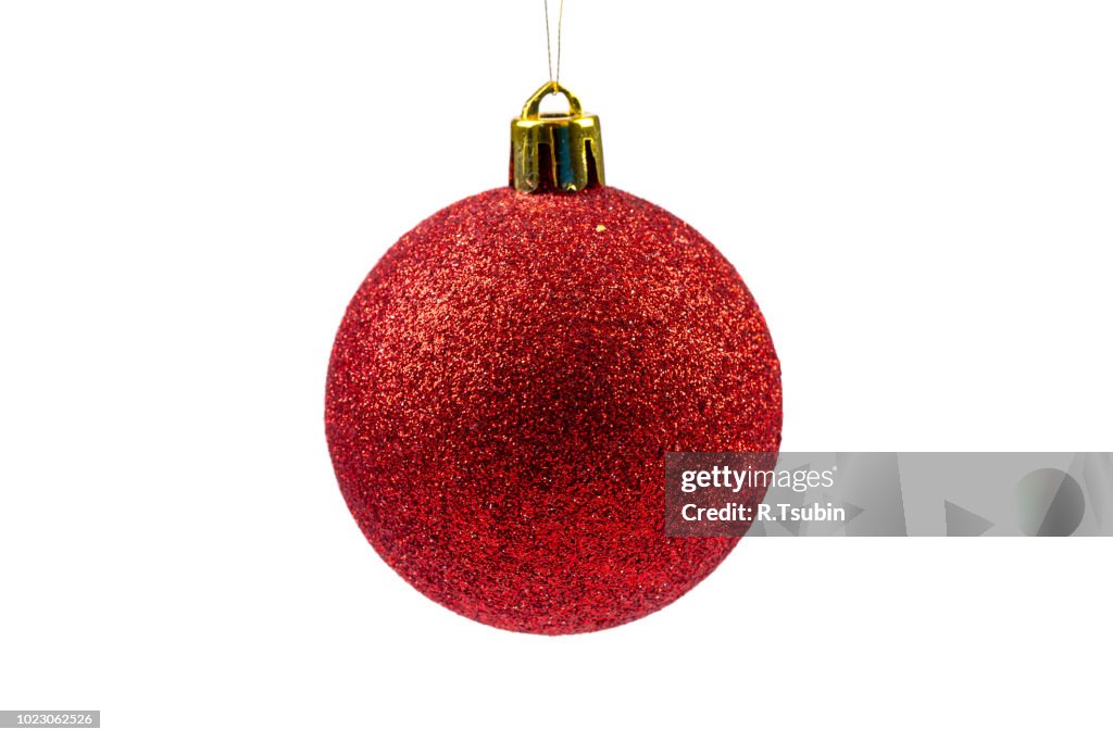 Red Christmas ball isolated on white background