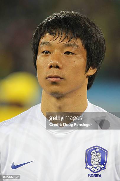 Yeom Ki-Hun of South Korea ahead of the 2010 FIFA World Cup South Africa Group B match between Nigeria and South Korea at Durban Stadium on June 22,...