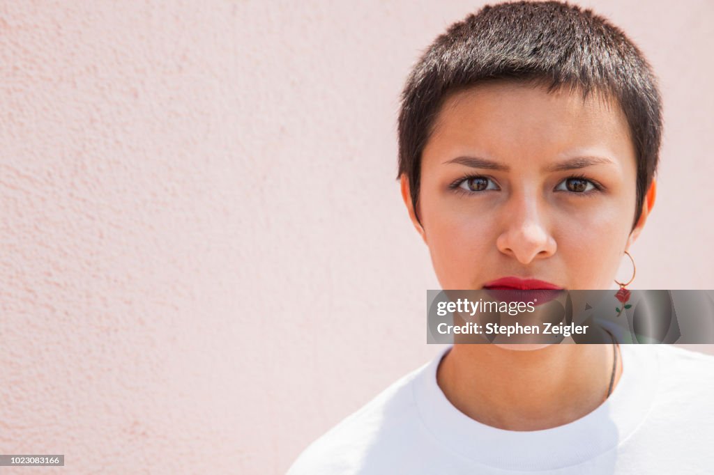 Portrait of short haired young woman 02