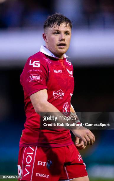 Scarlets' Steff Evans during the Premiership Rugby Pre-Season Friendly match between Bath and Scarlets at Recreation Ground on August 24, 2018 in...