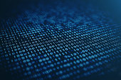 3D illustration binary code on blue background. Bytes of binary code. Concept technology. Digital binary background.