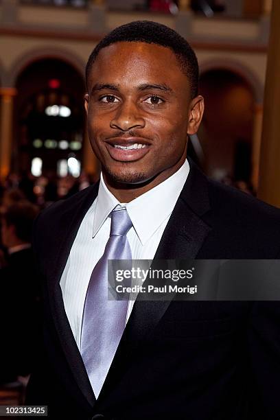 Oakland Raiders football player Nnamdi Asomugha is honored at the 38th Annual Jefferson Awards at the National Building Museum on June 22, 2010 in...