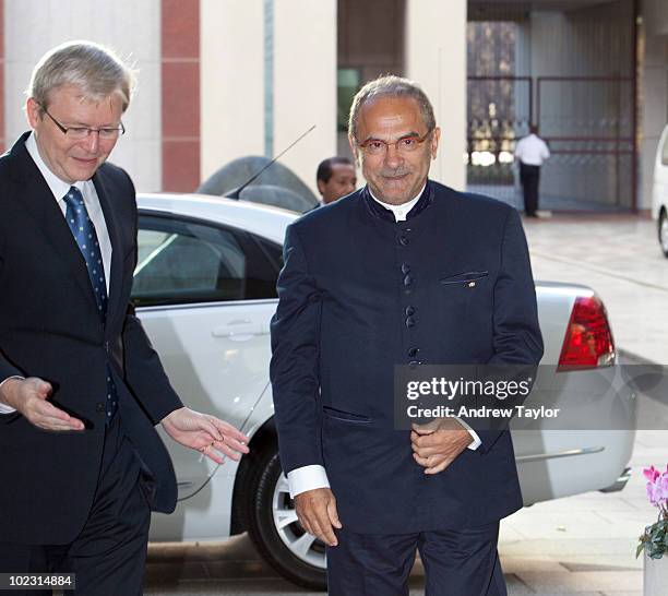 Dr Jose Ramos-Horta, President of the Democratic Republic of Timor-Leste, is greeted by Australian Prime Minister, Kevin Rudd on the second day of...