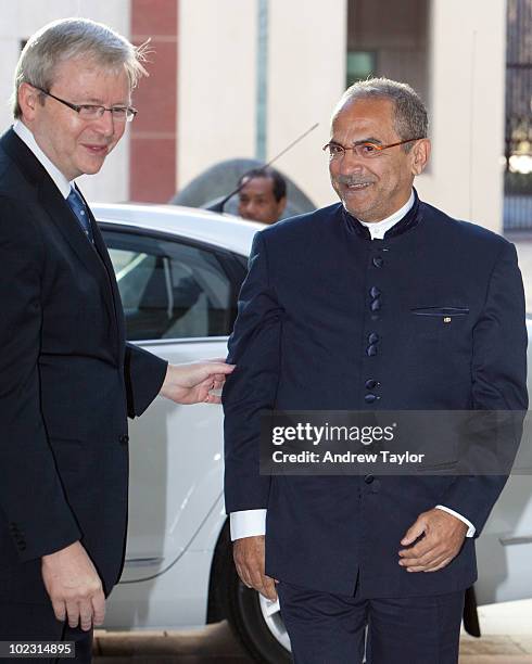 Dr Jose Ramos-Horta, President of the Democratic Republic of Timor-Leste, is greeted by Australian Prime Minister, Kevin Rudd on the second day of...