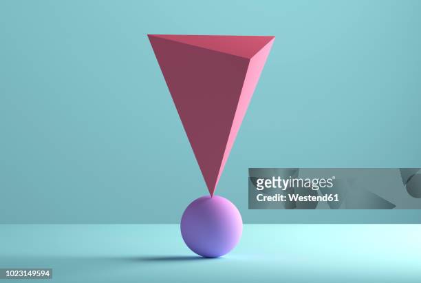 Pyramid balancing on a sphere, 3D Rendering