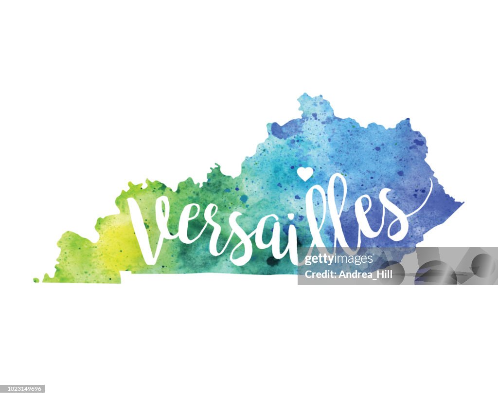 Aquarel kaart van het Raster van Versailles (Kentucky)