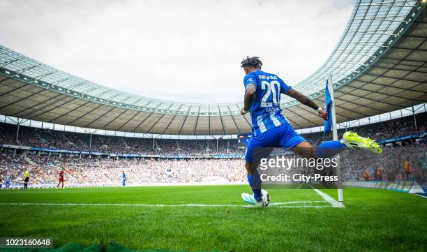 Valentino Lazaro of Hertha BSC during the bundesliga match between Hertha BSC against FC Nuernberg at Olympiastadion on August 25, 2018 in Berlin,...