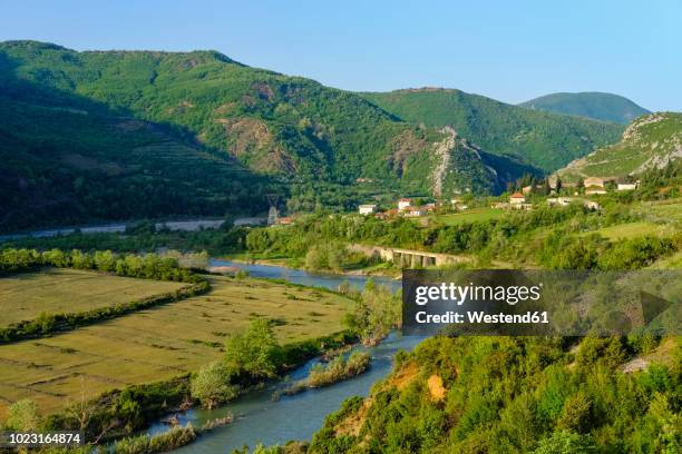 albania, elbasan, near librazhd, shkumbin valley, shkumbin river - elbasan stock pictures, royalty-free photos & images