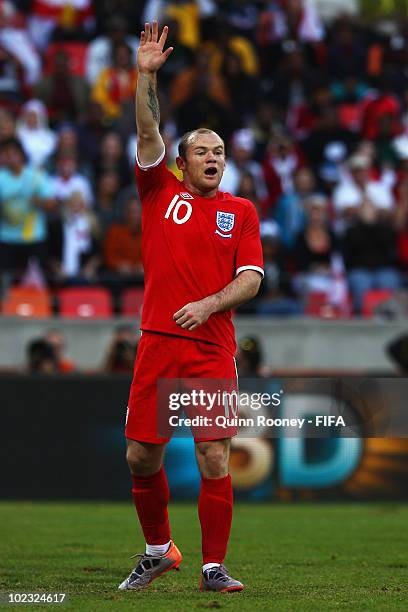 Wayne Rooney of England gestures during the 2010 FIFA World Cup South Africa Group C match between Slovenia and England at the Nelson Mandela Bay...