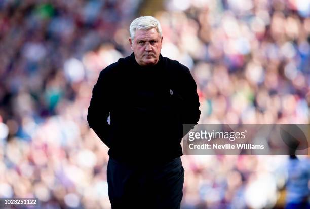 Steve Bruce manager of Aston Villa during the Sky Bet Championship match between Aston Villa and Reading at Villa Park on August 25, 2018 in...