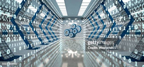 3d illustration, industry, digitisation - empty corridor stock illustrations