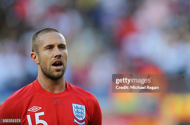 Matthew Upson of England looks on during the 2010 FIFA World Cup South Africa Group C match between Slovenia and England at the Nelson Mandela Bay...