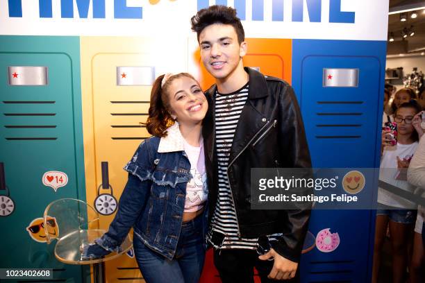 Baby Ariel and Daniel Skye visit Macy's Herald Square in honor of Back To School on August 25, 2018 in New York City.