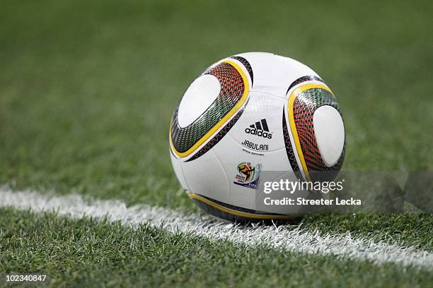 The official Jabulani matchball ahead of the 2010 FIFA World Cup South Africa Group D match between Australia and Serbia at Mbombela Stadium on June...