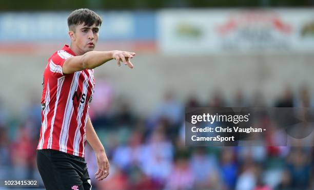 Lincoln City's Ellis Chapman during the Sky Bet League Two match between Lincoln City and Notts County at Sincil Bank Stadium on August 25, 2018 in...
