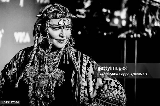 Madonna poses for a photo in the press room during the 2018 MTV Video Music Awards at Radio City Music Hall on August 20, 2018 in New York City.