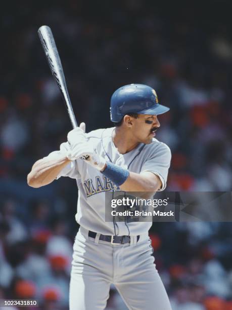 Henry Cotto, Outfielder for the Seattle Mariners at bat during the Major League Baseball American League East game against the Detroit Tigers on 4...