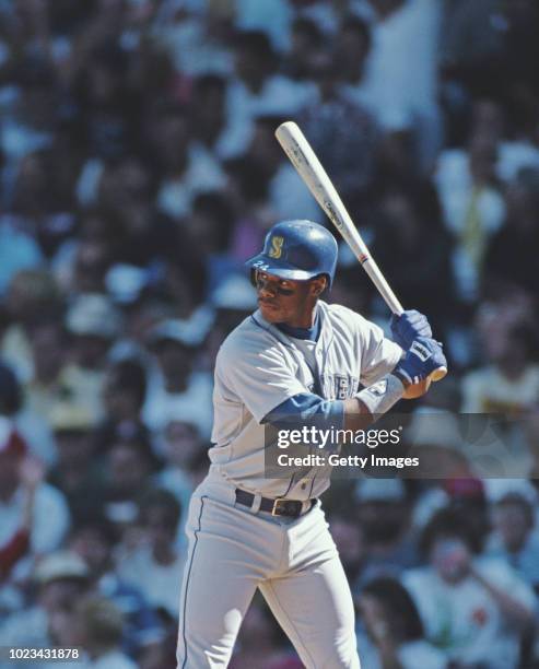 Ken Griffey Jr, Centerfielder for the Seattle Mariners at bat during the Major League Baseball American League East game against the New York Yankees...