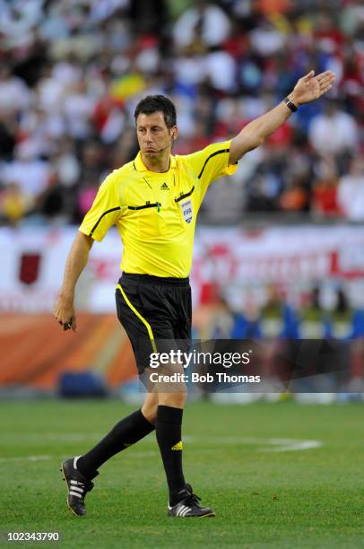 Referee Wolfgang Stark of Germany during the 2010 FIFA World Cup South Africa Group C match between Slovenia and England at the Nelson Mandela Bay...