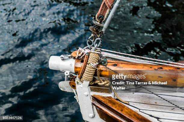 close-up of rope tied on a sailingboat - kiel stock pictures, royalty-free photos & images