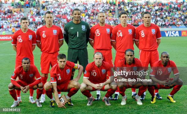 The England team pose for a team group before the start of the 2010 FIFA World Cup South Africa Group C match between Slovenia and England at the...