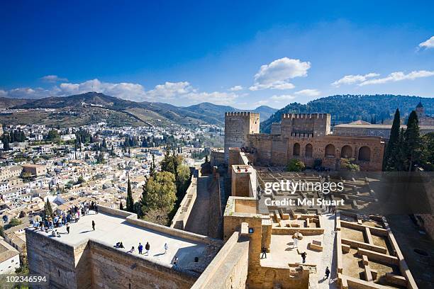spain, granada, view over alhambra - alhambra and granada stockfoto's en -beelden