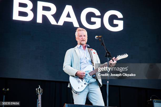 Billy Bragg performs on stage at Victorious Festival at Southsea Seafront on August 25, 2018 in Portsmouth, England.