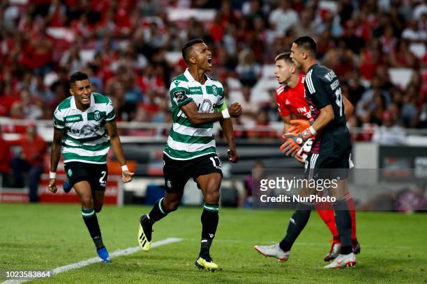 Nani of Sporting CP celebrates his goal during Primeira Liga 2018/19 match between SL Benfica vs Sporting CP in Lisbon, on August 25, 2018.