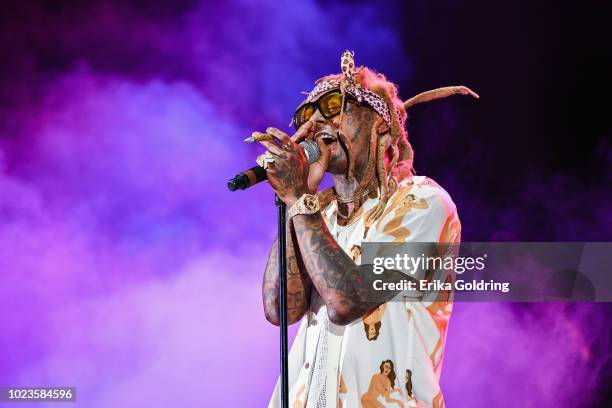 Lil Wayne performs during Lil WeezyAna at Champions Square on August 25, 2018 in New Orleans, Louisiana.
