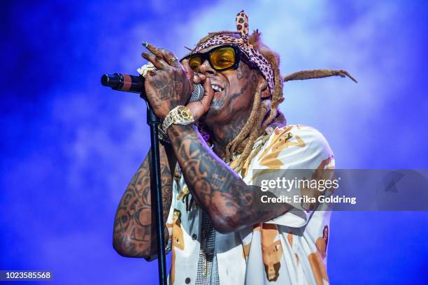 Lil Wayne performs during Lil WeezyAna at Champions Square on August 25, 2018 in New Orleans, Louisiana.