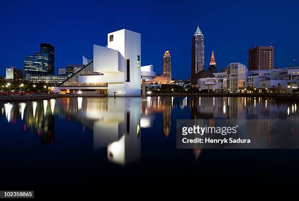 panorama of cleveland - cleveland ohio stock pictures, royalty-free photos & images