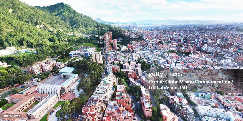 Aerial View above the City of Bogota Capital, Colombia