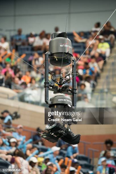 View of the SpiderCam at the USTA Billie Jean King National Tennis Center on August 25, 2018 in New York City.