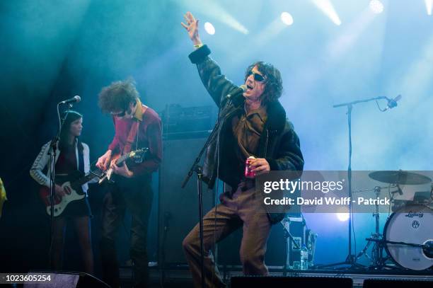 Lias Saoudi from Fat White Family performs at Rock en Seine on August 25, 2018 in Saint-Cloud, France.