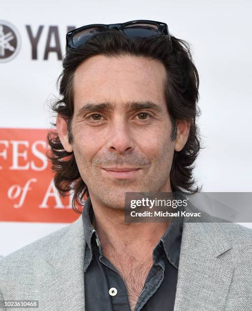 James Callis arrives at the Festival of Arts Celebrity Benefit Event on August 25, 2018 in Laguna Beach, California.