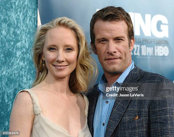 Actress Anne Heche and actor Thomas Jane attend the Season 2 premiere of HBO's "Hung" at Paramount Theater on the Paramount Studios lot on June 23,...