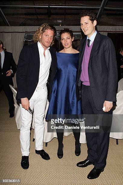 Lapo Elkann, Ginevra Elkann and John Elkann attends the Adventure with Objects/Preview Gala Dinner at Pinacoteca Giovanni e Marella Agnlli on March...
