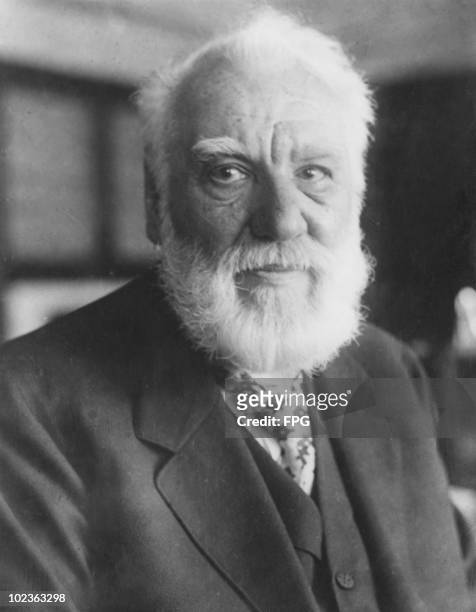 Scottish scientist and inventor Alexander Graham Bell , circa 1920. Bell's best known inventions are the telephone and the metal detector.