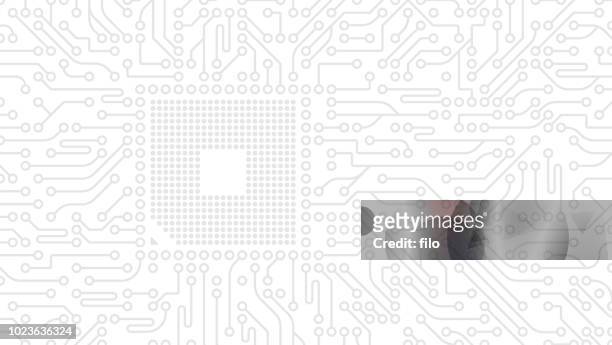 illustrazioni stock, clip art, cartoni animati e icone di tendenza di connessioni di circuito computer sfondo digitale - chip del computer