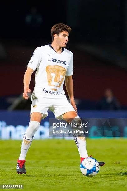 Pablo Jaquez of Pumas controls the ball during the 6th round match between Pumas UNAM and Queretaro as part of the Torneo Apertura 2018 Liga MX at...